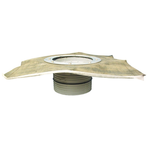 Extension piece 130mm/ d 195mm with welded-on bituminous sheet. Extension piece 130mm/ d 195mm with welded-on bituminous sheet.